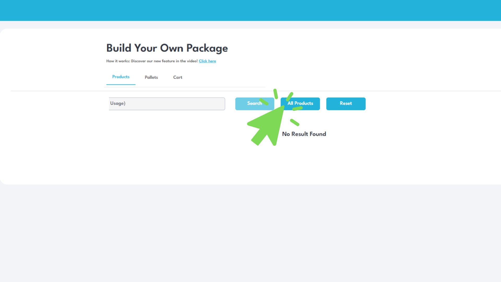 Darstellung, die veranschaulicht, wie man Produkte in der Build-Your-Own-Package-Funktion anzeigen kann.