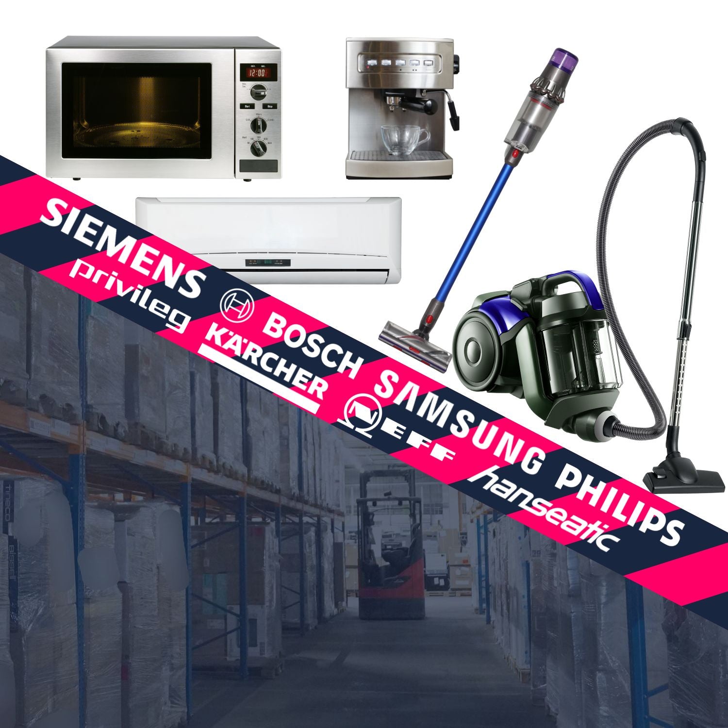 Klimageräte, Küchenmaschinen, Mikrowellen, Staubsauger, Haushaltsgeräte – 18 Positionen 20 Geräte - Multimarken-Paket