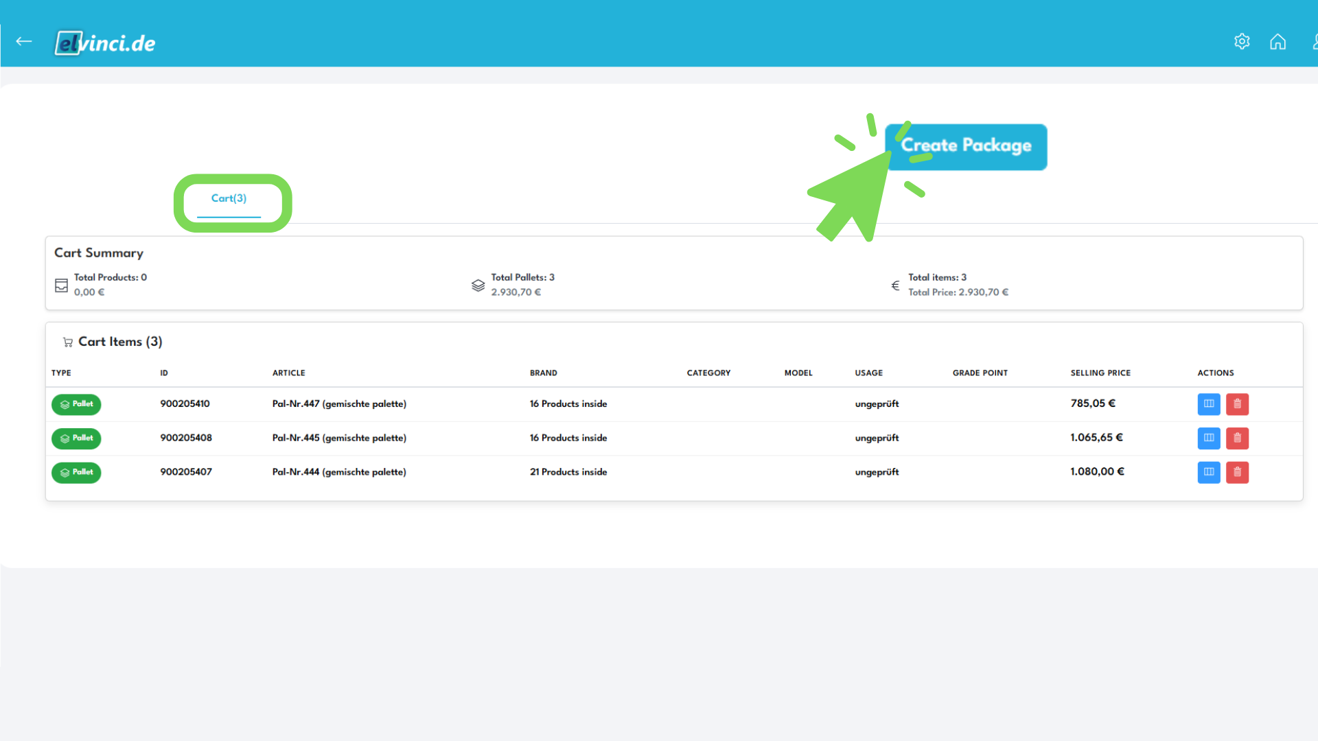 Grafik, die den Checkout-Prozess im Portal zeigt und veranschaulicht, wie Produkte gekauft werden können.